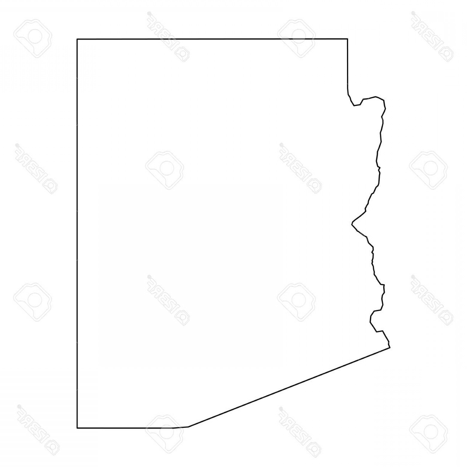 1560x1560 Photostock Vector Arizona State Of Usa Solid Black Outline Map