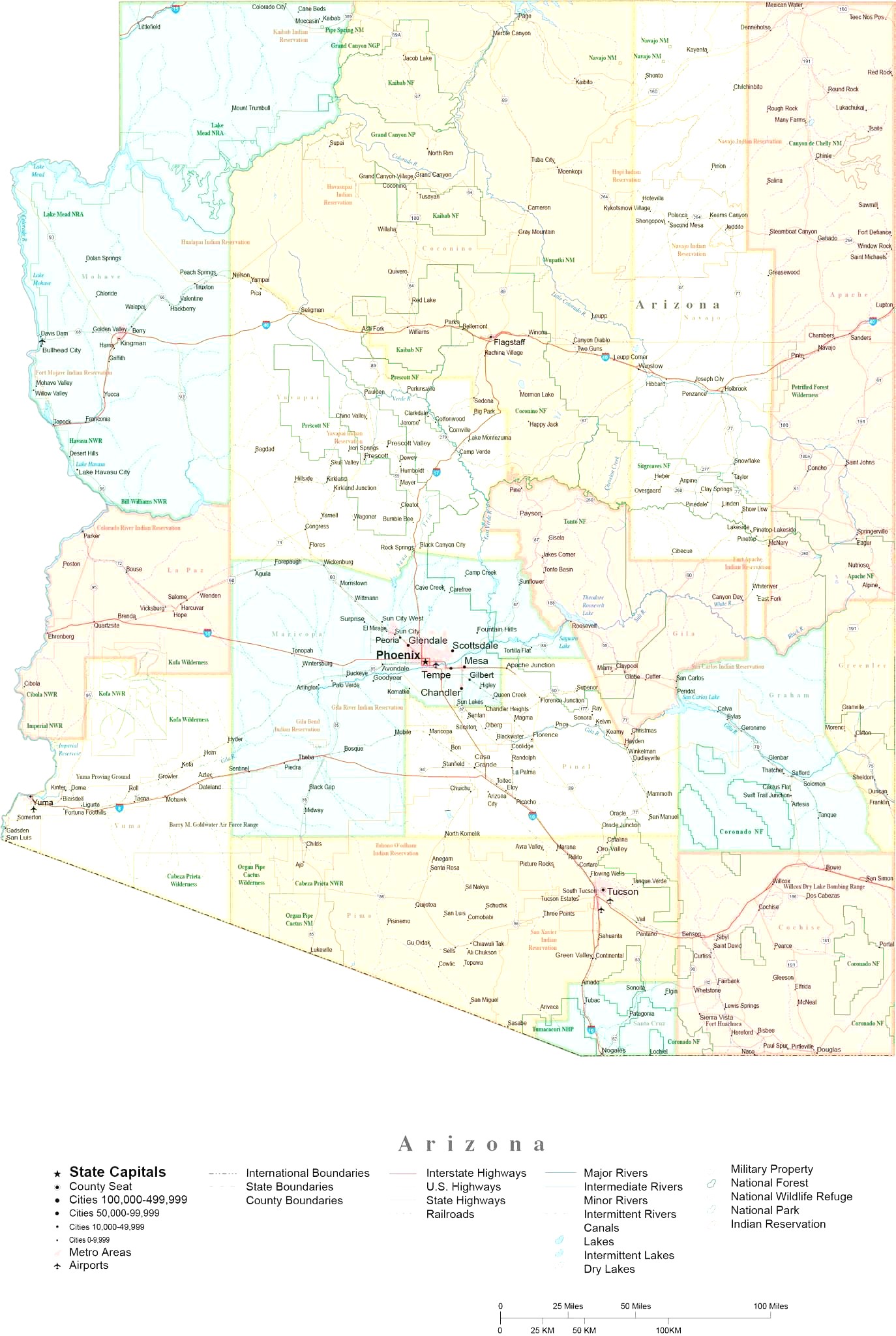 1374x2048 State Map Of Arizona In Adobe Illustrator Vector Format Detailed