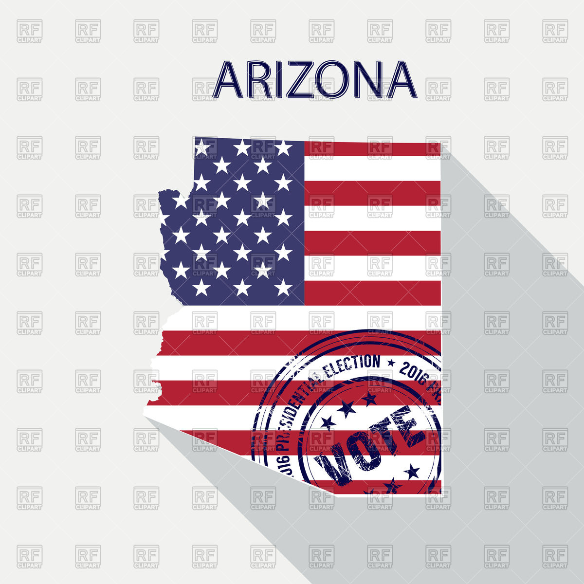 1200x1200 State Of Arizona Map With Flag And Presidential Day Vote Stamp