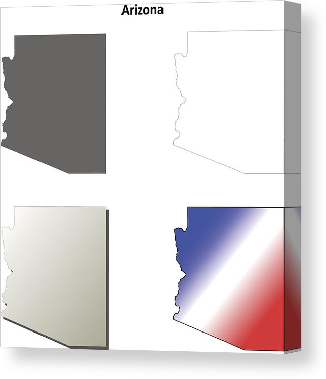 644x750 Arizona Outline Map Set Canvas Print Canvas Art