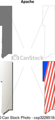 215x470 Apache County, Arizona Outline Map Set Apache County, Vector
