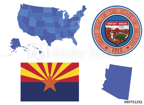 500x365 Vector Illustration Of State Arizona, Contains High Detailed