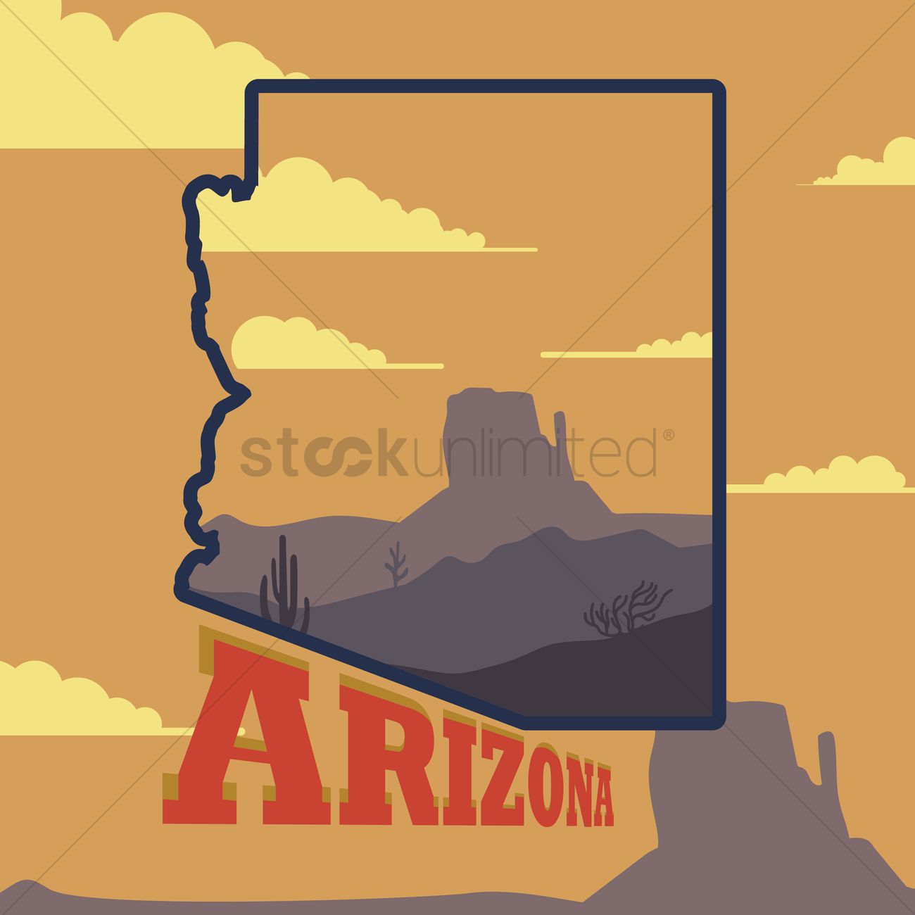 1300x1300 Arizona State Map Vector Image