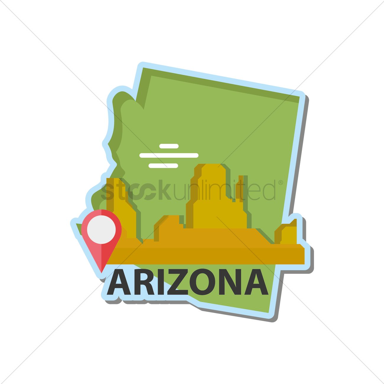 1300x1300 Map Of Arizona State Vector Image
