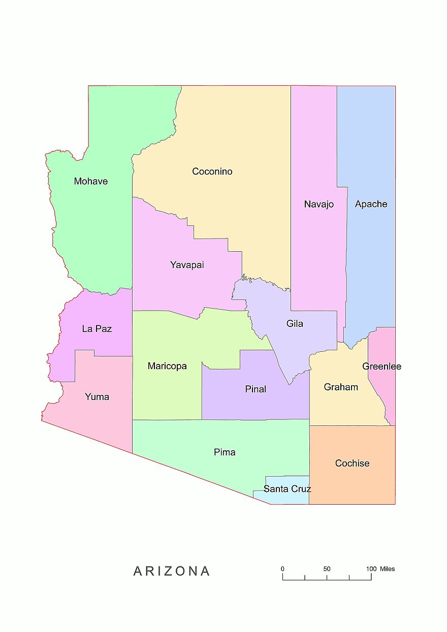 Карта штатов arizona