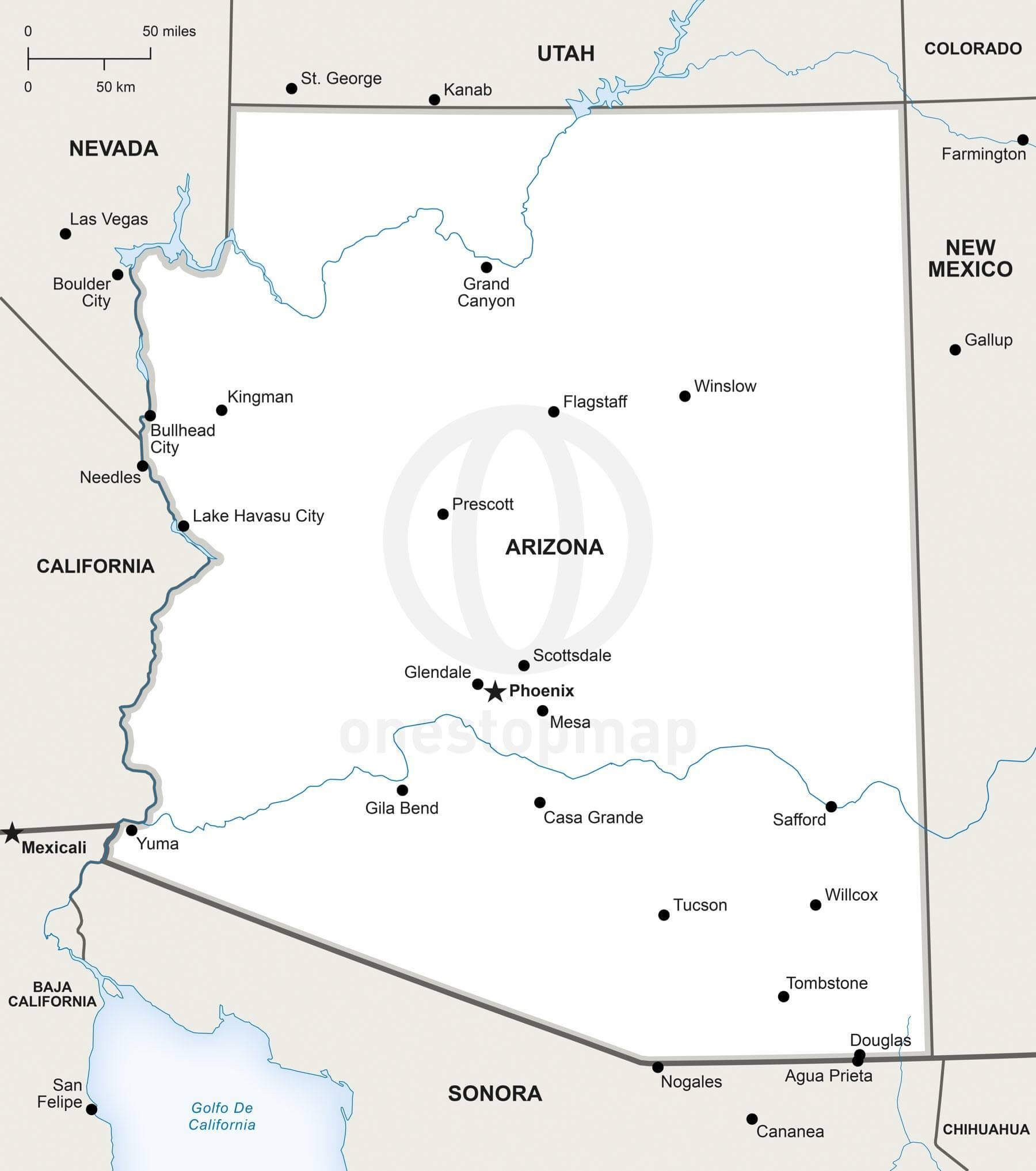 1800x2033 Vector Map Of Arizona Political One Stop Map