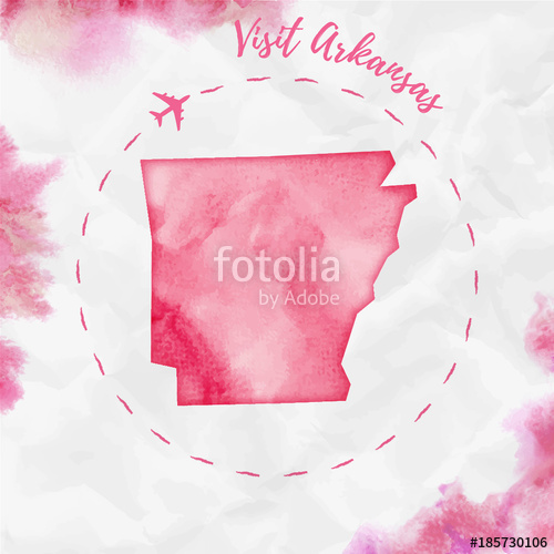 500x500 Arkansas Watercolor Us State Map In Red Colors Visit Arkansas