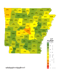 200x243 Editable Arkansas County Populations Map