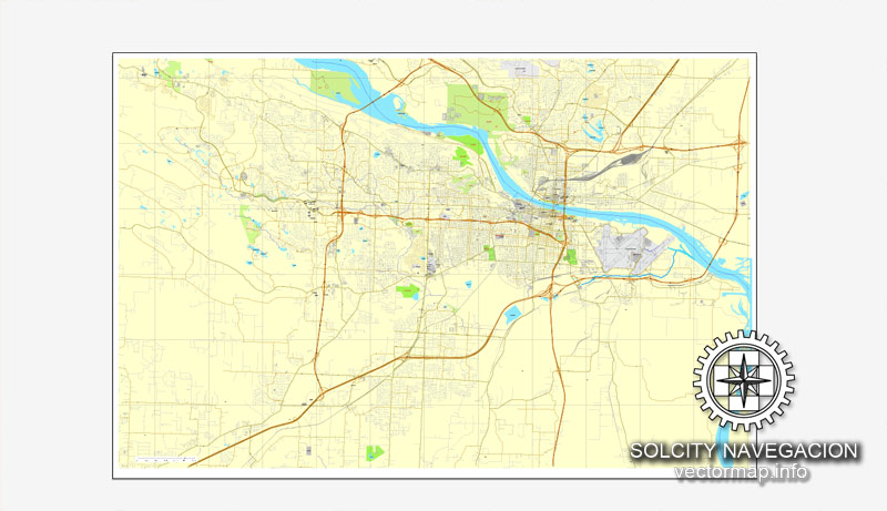800x461 Little Rock, Arkansas, Us Printable Vector Street City Plan Map, Full