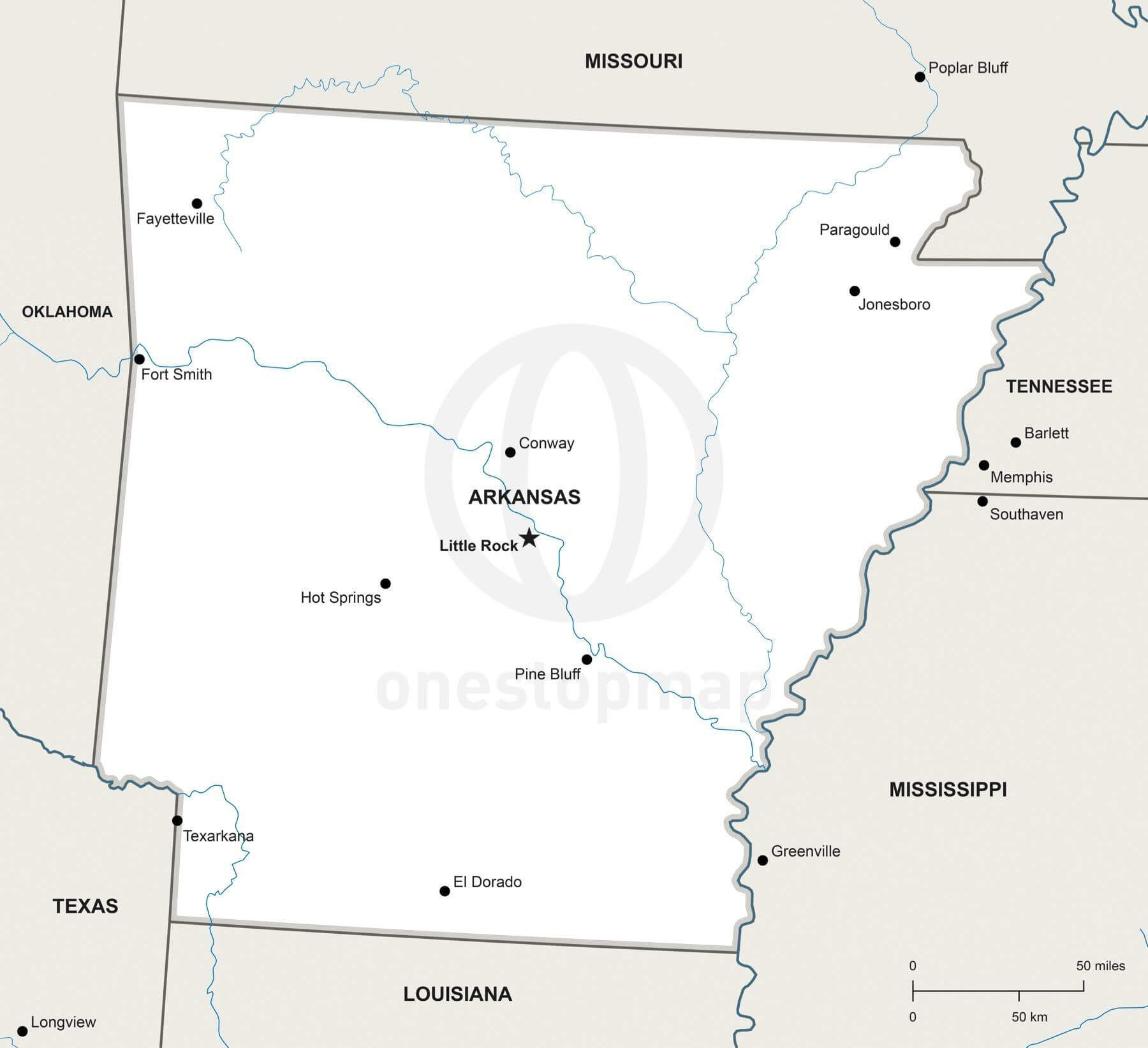 1800x1643 Vector Map Of Arkansas Political One Stop Map