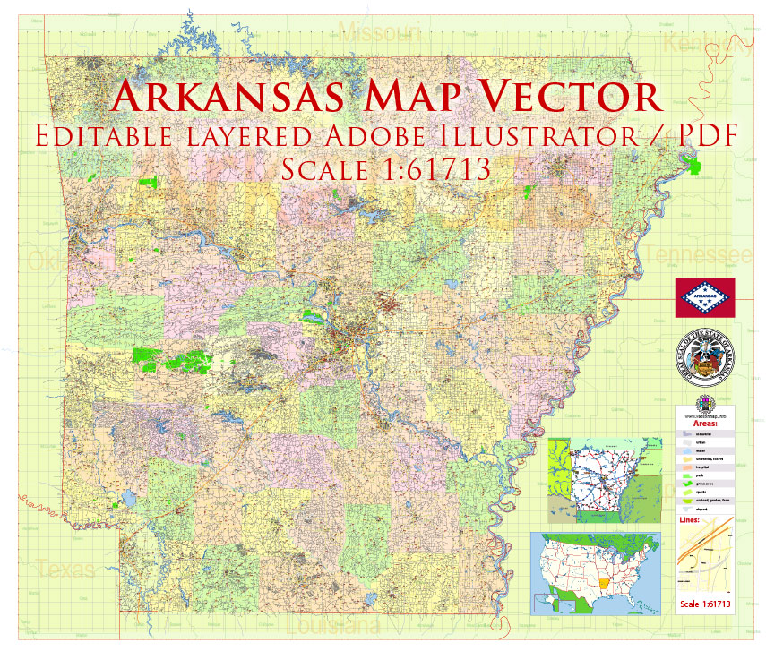 855x727 Arkansas Us Map Vector Exact State Plan High Detailed Street Road