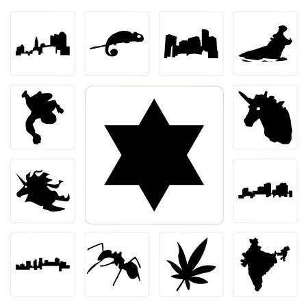 450x450 Set Of Star David, India, Marijuana Leaf, Ant, Arkansas, Louisiana