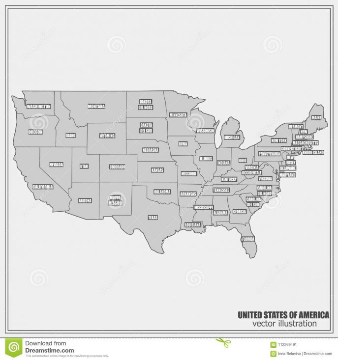 687x735 Us Map United States Map Outline Vector State Names Library