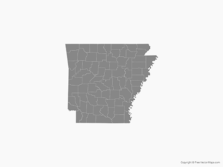 460x345 Vector Map Of Arkansas With Counties
