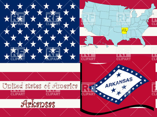 534x400 Arkansas State Flag And Map Outline Vector Image Of Signs, Symbols