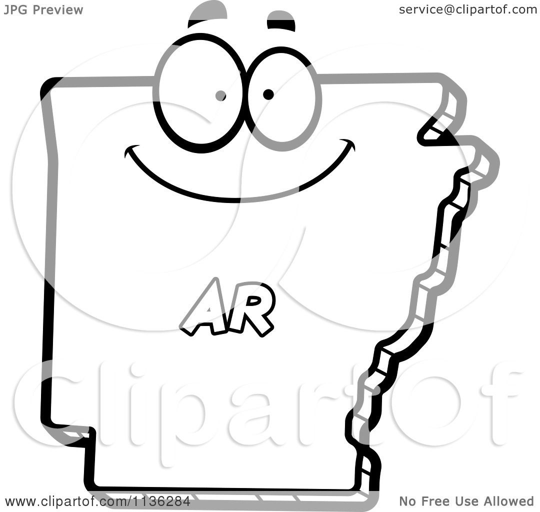1080x1024 Cartoon Clipart Of An Outlined Happy Arkansas State Character