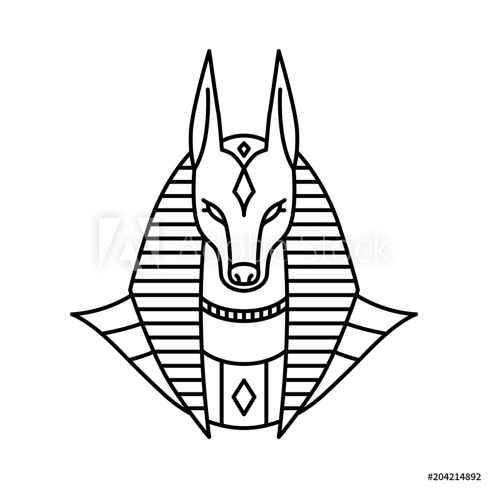1000x1000 Photo Art Print Anubis Logo Vector Line Art Outline Monoline