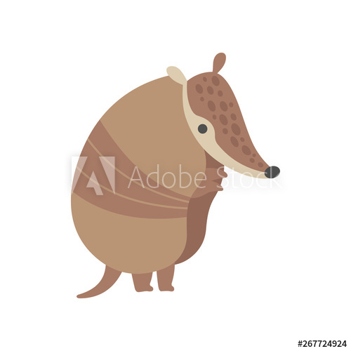 500x500 Cute Armadillo Pleistocene Animal Standing On Two Legs Vector