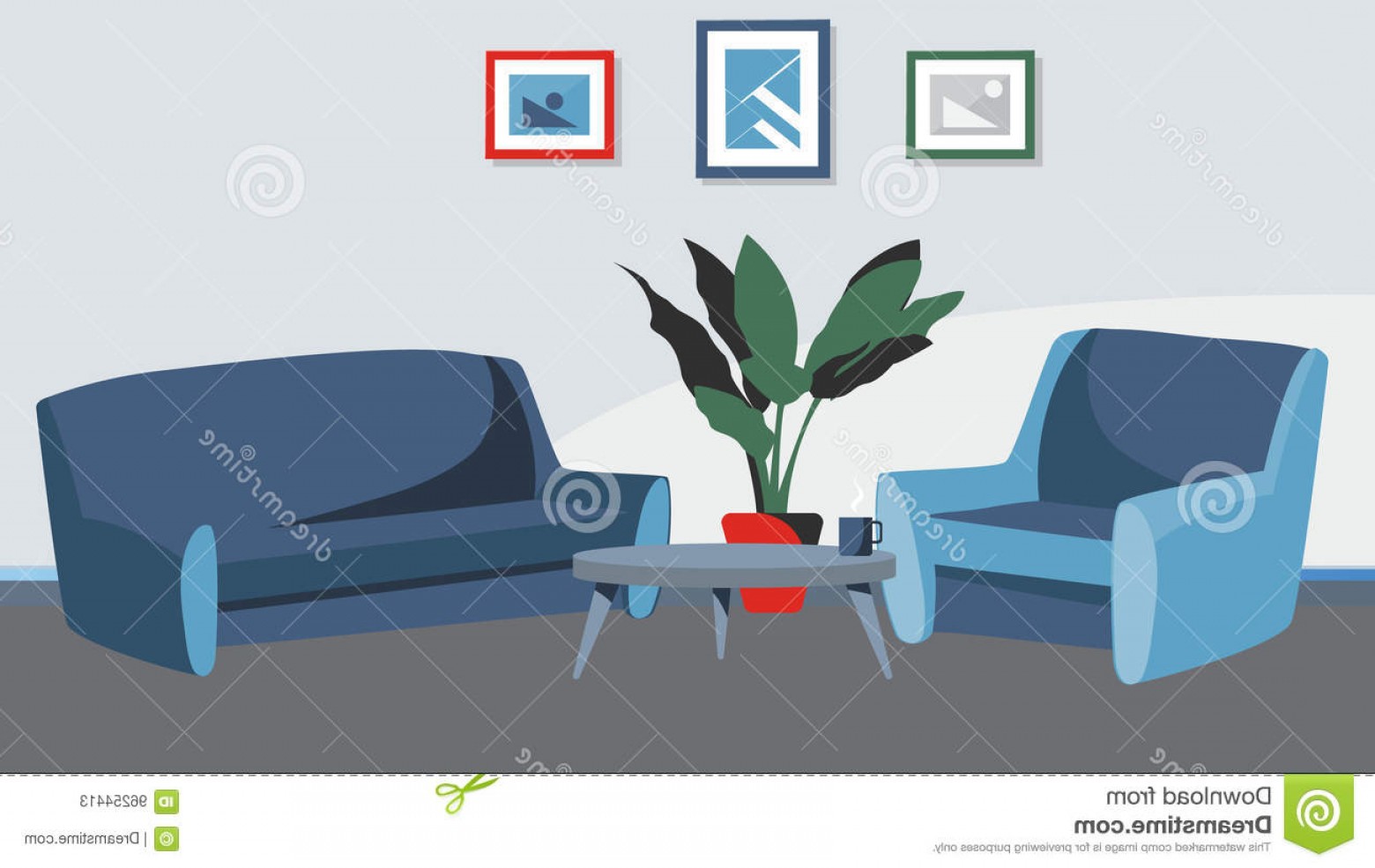 1560x985 Stock Illustration Home Livingroom Background Sofa Armchair Vector