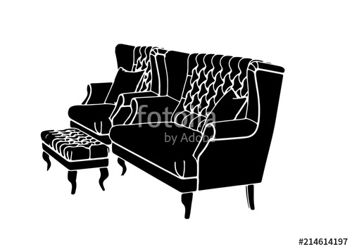 500x354 Silhouette Of Sofa And Armchair Vector Stock Image And Royalty