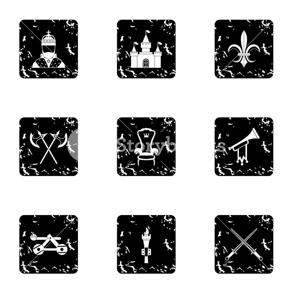 1000x1000 Medieval Armor Icons Set Grunge Illustration Of Medieval Armor