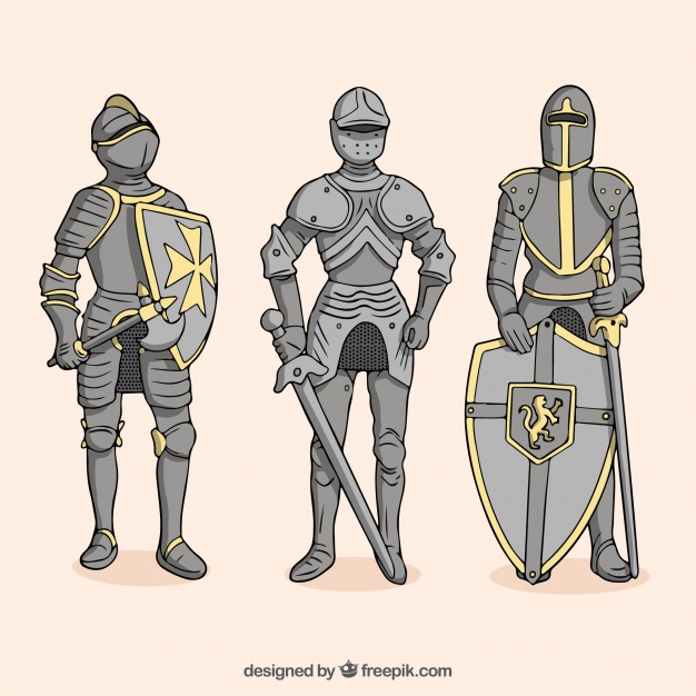 626x626 Set Of Warrior With Hand Drawn Armor Vector Free Download