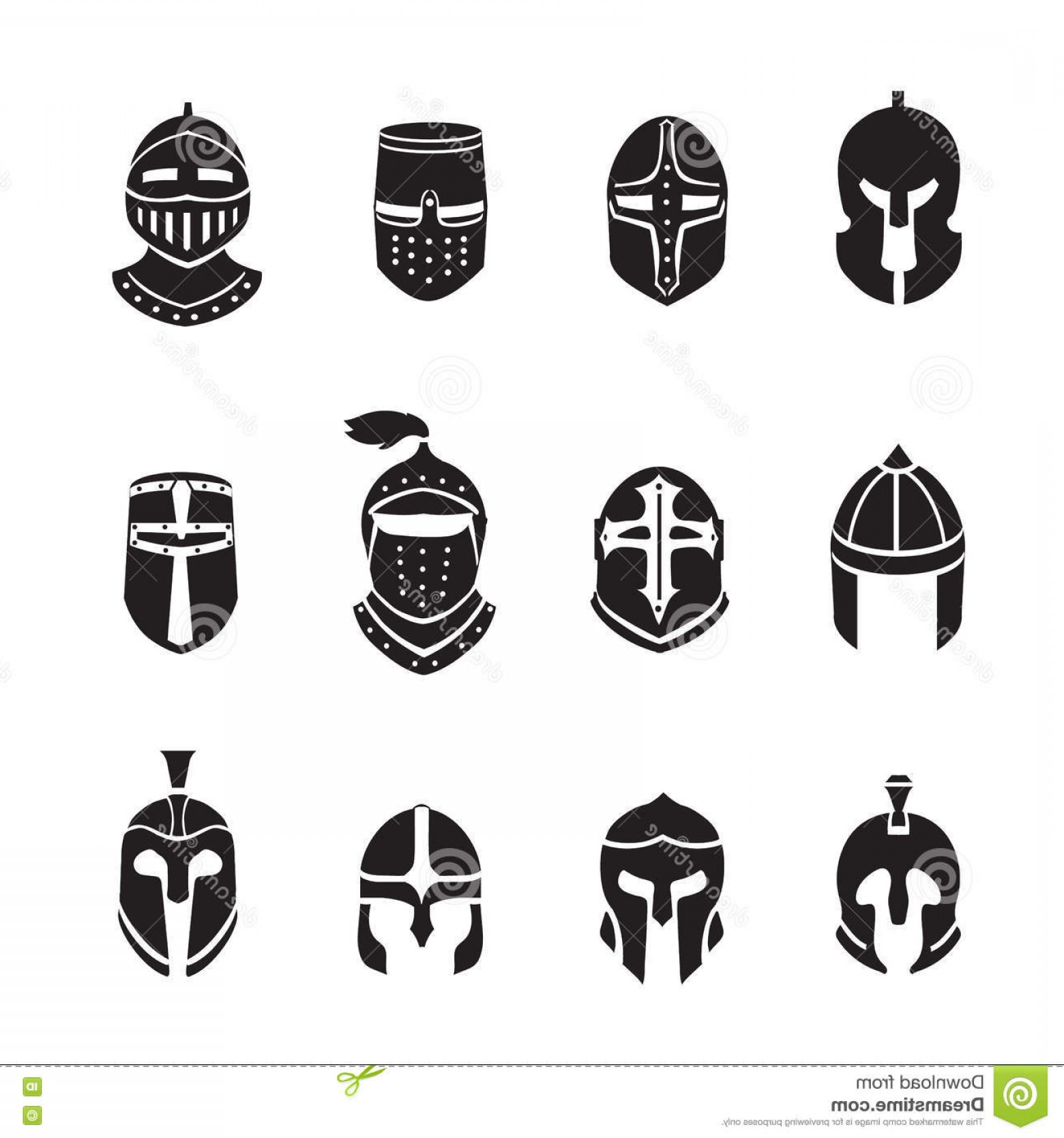 1560x1668 Stock Illustration Warrior Helmets Black Icons Logos Set Knight