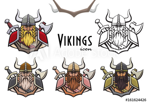 500x348 Colorful Viking Icon Warrior In Helmet And Armor Vector