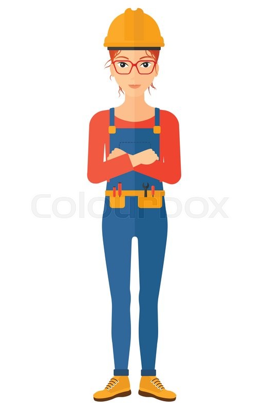 Confident Constructor Standing With Stock Vector Colourbox 518x800 Confident Constructor Standing With Stock Vector Colourbox