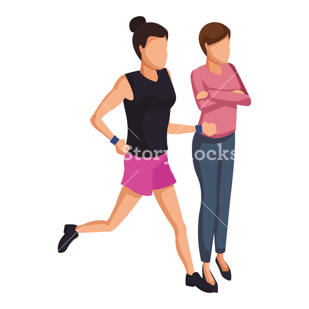 Fitness Woman Running And Woman Arms Crossed Vector Illustration 1000x1000 Fitness Woman Running And Woman Arms Crossed Vector Illustration
