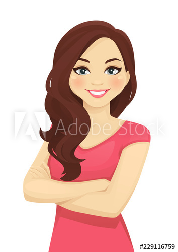 Portrait Of Smiling Woman With Arms Crossed Isolated Vector 354x500 Portrait Of Smiling Woman With Arms Crossed Isolated Vector