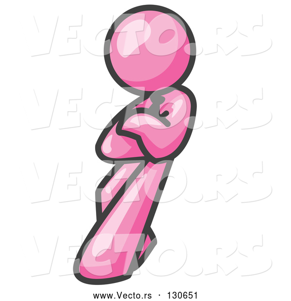 Vector Of Pink Man With An Attitude, His Arms Crossed, Leaning 600x620 Vector Of Pink Man With An Attitude, His Arms Crossed, Leaning