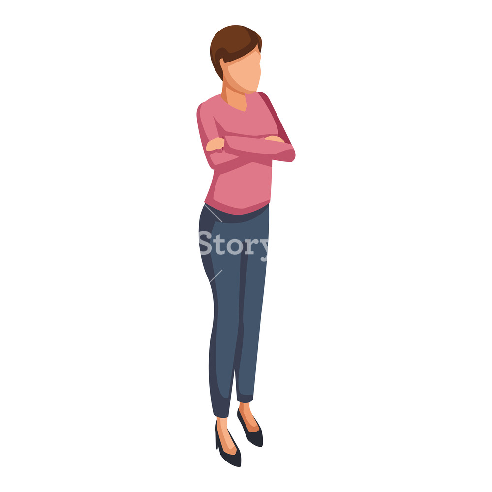 Woman With Arms Crossed Isometric Vector Illustration Graphic 1000x1000 Woman With Arms Crossed Isometric Vector Illustration Graphic