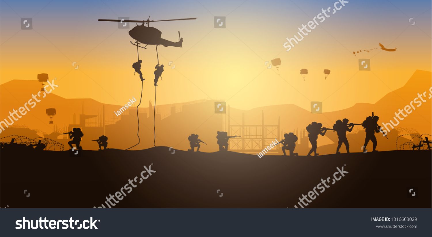 1500x823 Military Vector Illustration, Army Background, Soldiers