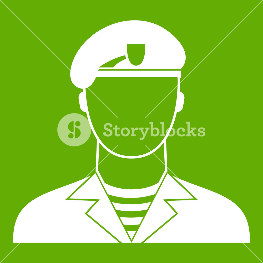 1000x1000 Modern Army Soldier Icon White Isolated On Green Background