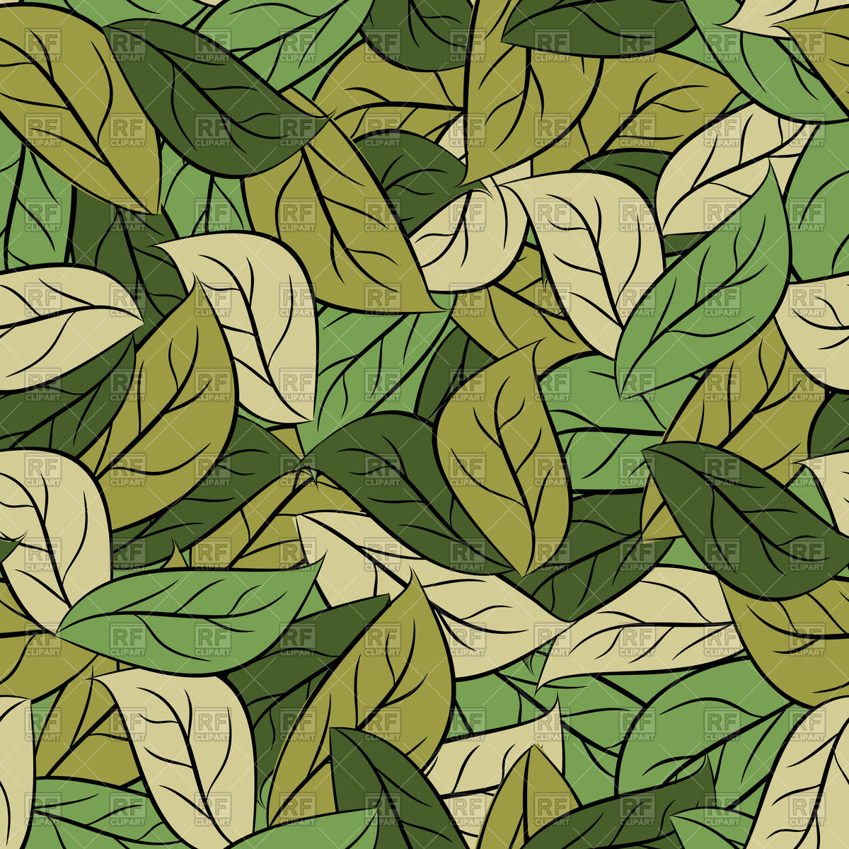 1200x1200 Army Camouflage Of Foliage, Seamless Pattern With Green Leaves