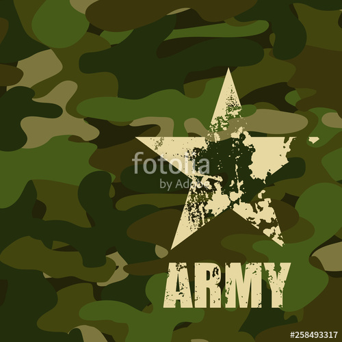 500x500 Camouflage Military Pattern Grunge Star On Khaki Background Army