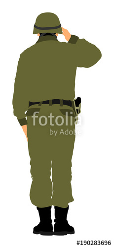 231x500 Saluting Army Soldier's Vector Isolated On White Background