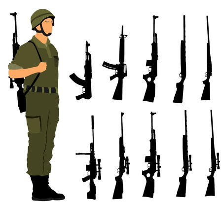 450x409 Saluting Army Soldier With Rifle On Duty Vector
