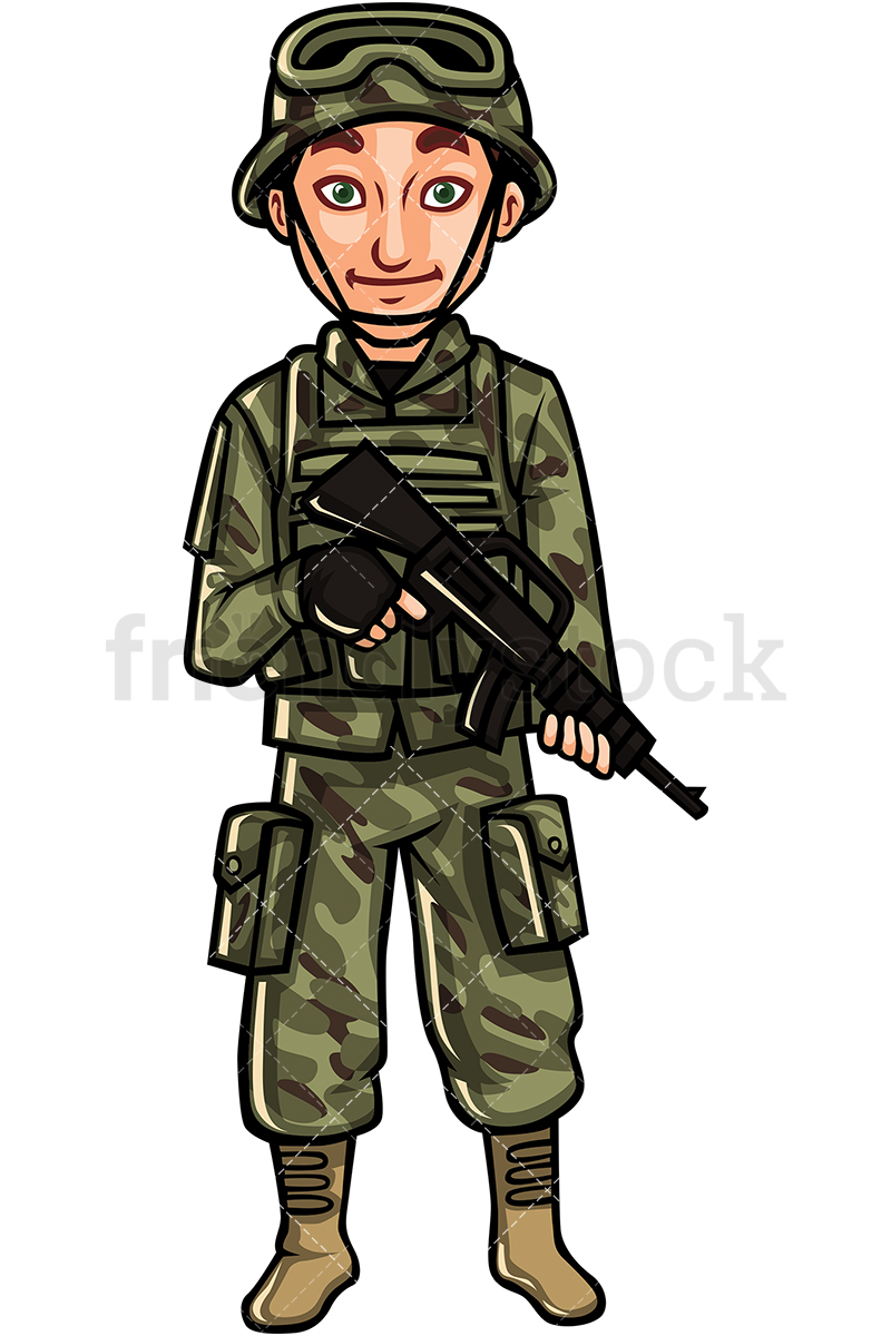 800x1200 Us Army Soldier Cartoon Vector Clipart