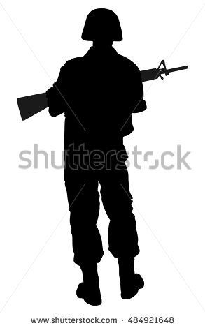 293x470 Army Soldier's Silhouette Vector With Rifle Isolated On White