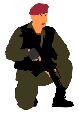314x450 Army Soldier With Rifle Vector Isolated On White Background