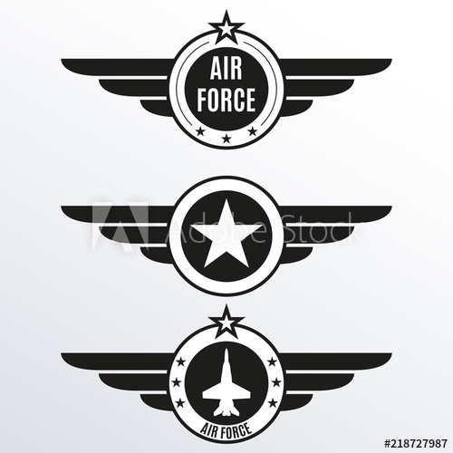 500x500 Air Force Badge Set Airforce Logo With Wings And Star Army