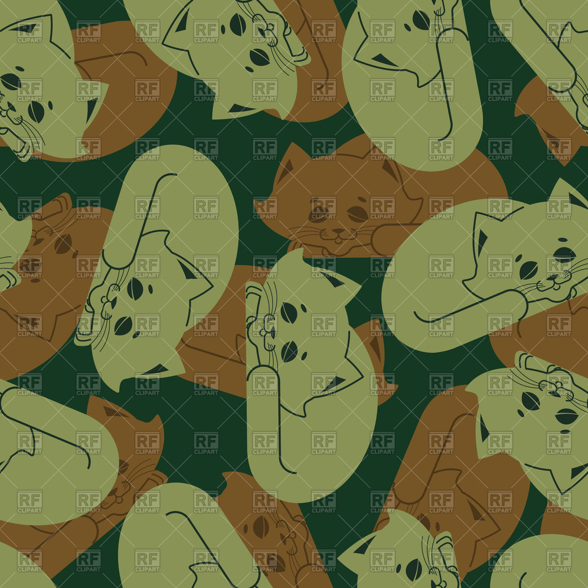 1200x1200 Military Texture Cat Army Kitten Seamless Texture Vector Image