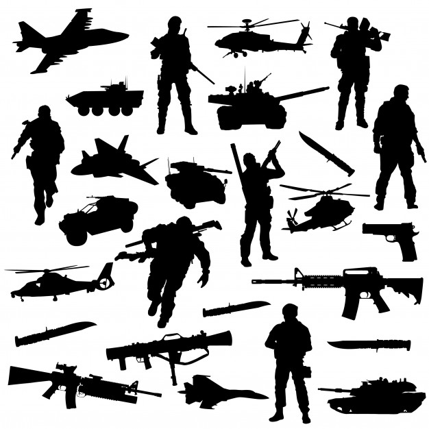 626x626 Army War Battle Clipart Symbol Silhouette Vector Vector Premium