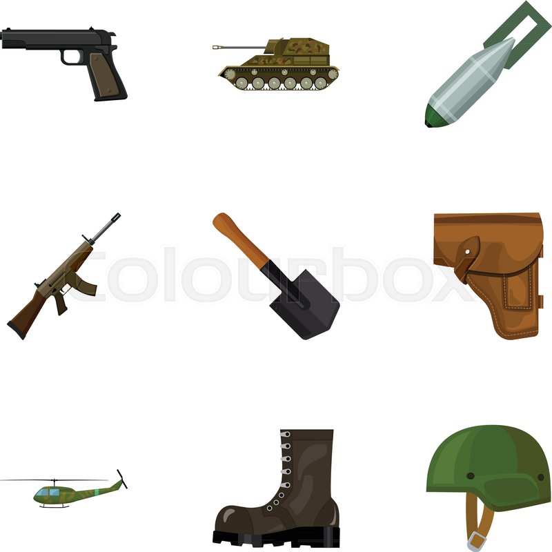 800x800 Military And Army Set Icons In Cartoon Stock Vector Colourbox