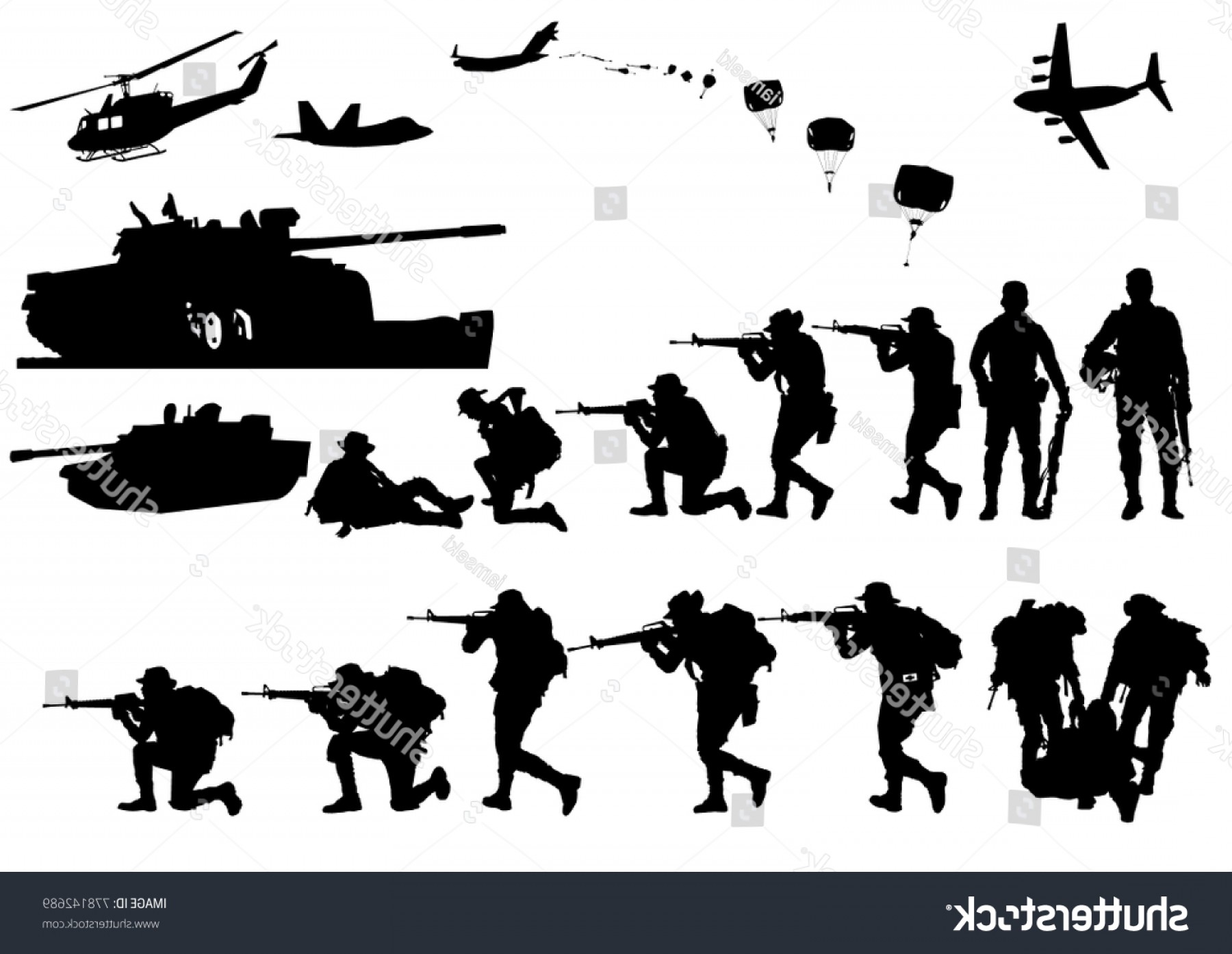 1800x1393 Set Military Silhouettes Vector Illustration Army Soidergi