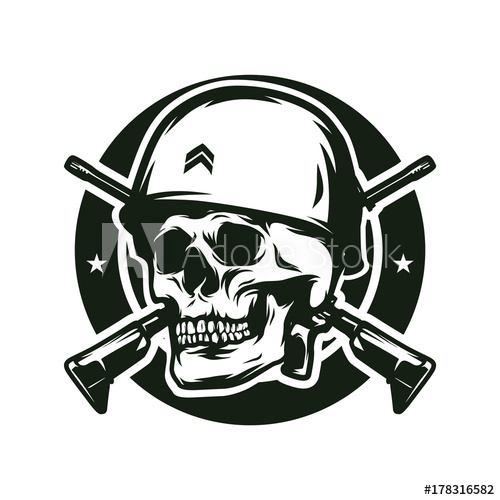 500x500 Skull Soldier Army Vector Design Illustration