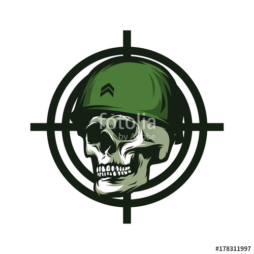 500x500 Skull Soldier Army Vector Logo Design Illustration Stock Image