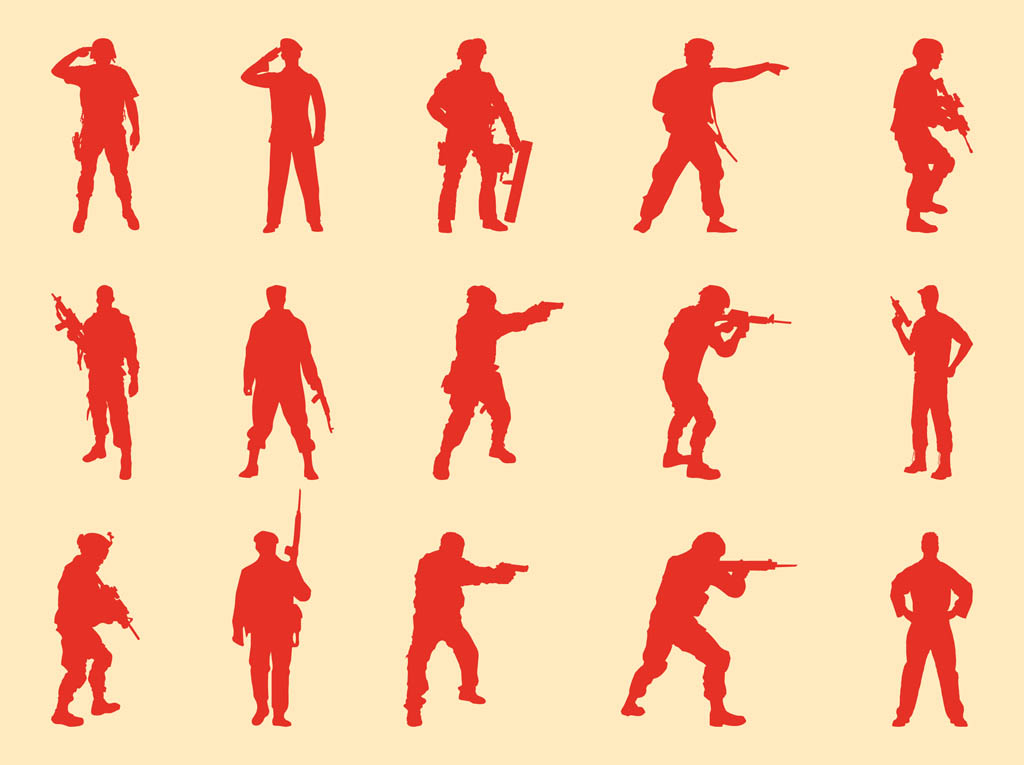 1024x765 Soldiers Silhouettes Set Vector Art Graphics